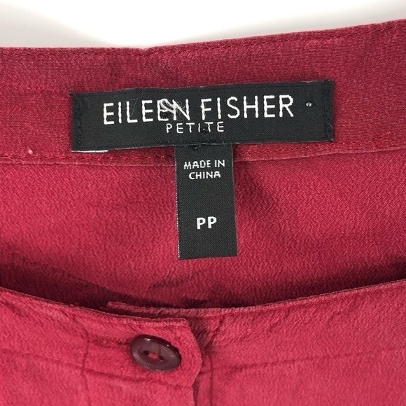 Eileen Fisher 100% Silk Washable Tunic Shirt Dress With Pockets Red PP 2 Petite - Picture 6 of 11